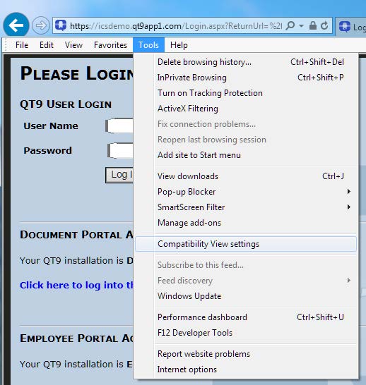 IE Compatibility View Settings